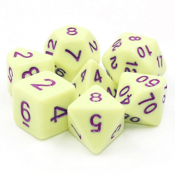 Eggshell Rose 7pc Dice Set inked in Rose
